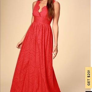 Red Eyelet Lace Maxi new with tags